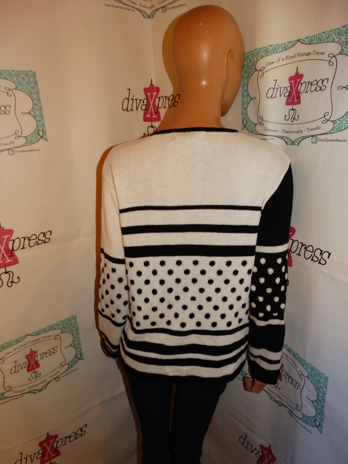 Vintage Terazzo Black/White Polka Dot Sweater Size M