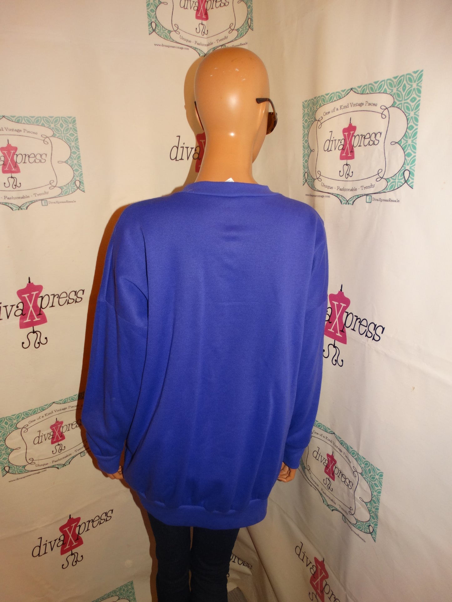 Vintage Purple/Silver Glitter Sweat Shirt Size 1x