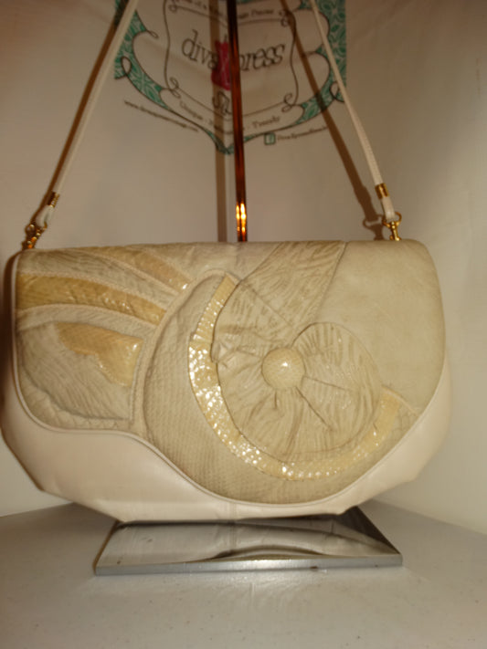 Vintage Leather Snake Skin Clutch Purse With Strap Size L