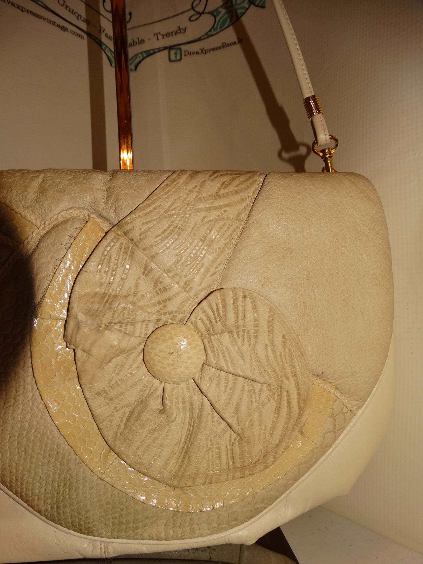 Vintage Leather Snake Skin Clutch Purse With Strap Size L