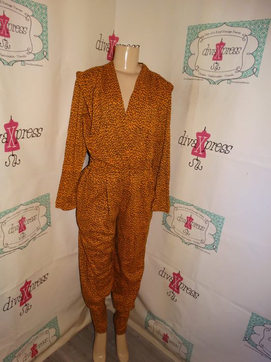 Vintage Moon Craft Leopard High Shoulder Romper Size 1x