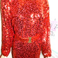 Vintage Red Sequins Dress W Belt Size L