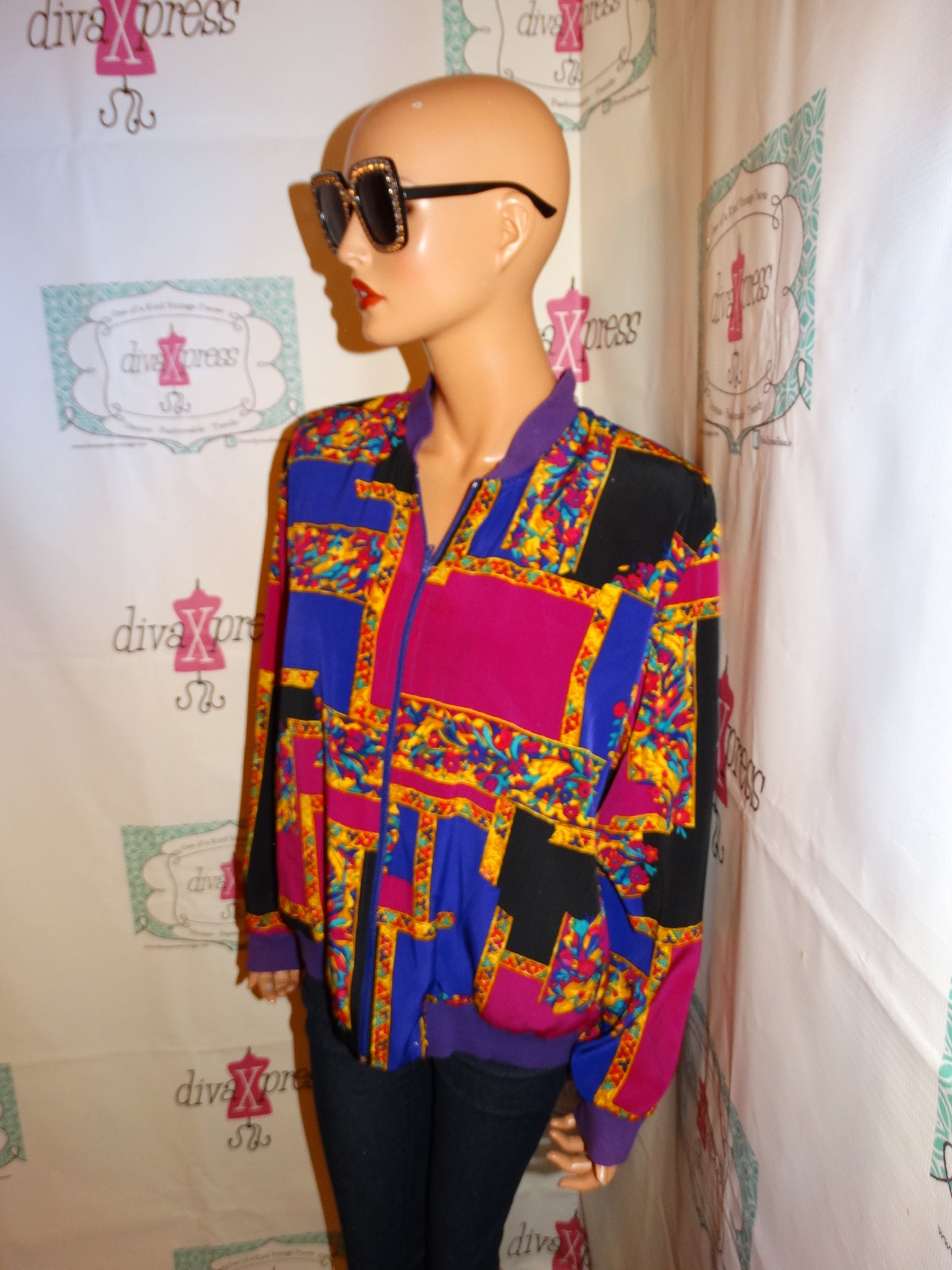 Vintage Teddi Pink/Purple  Bomber Jacket Size M