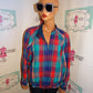 Vintage Pink Plaid Bomber Jacket Size L