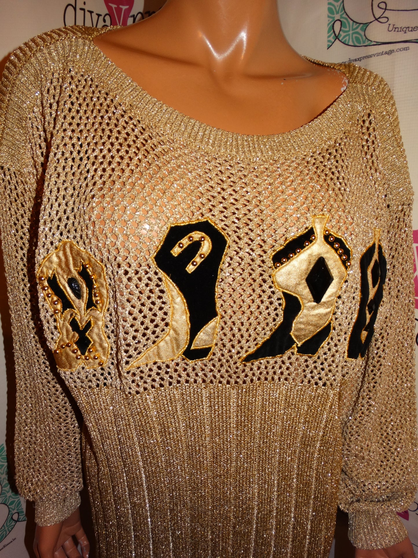 Vintage XES MY Gold Shoe Sweater Size 1x