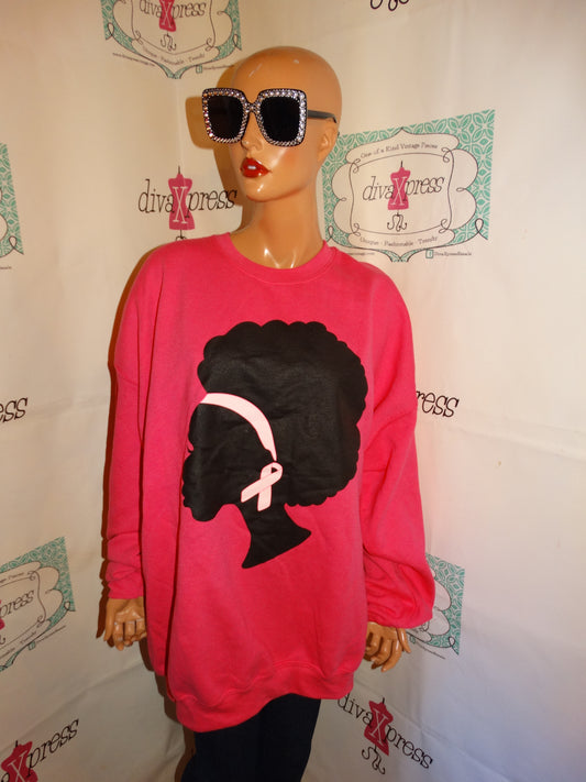 Vintage Pink Afro Head Sweat Shirt Size 3x