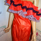 Vintage Peach/Purple Ruffle Dress Size L