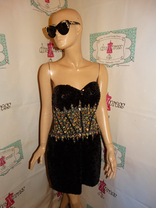 Vintage Partytime Black Sequins Dress Size L