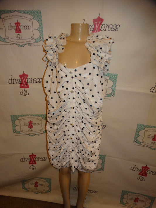 Vintage White Polka Dot White Ruffle Dress NWT Size 1x