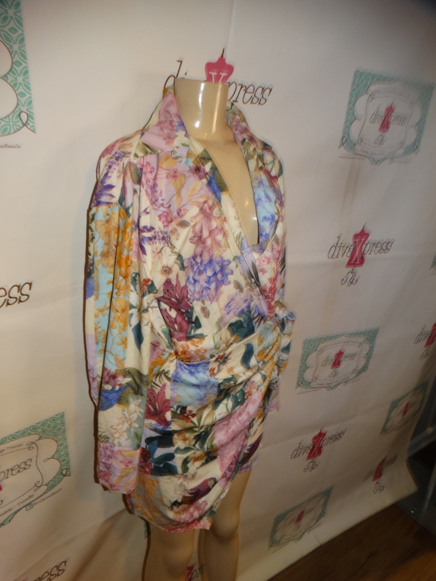 Cream Floral Dress Size L