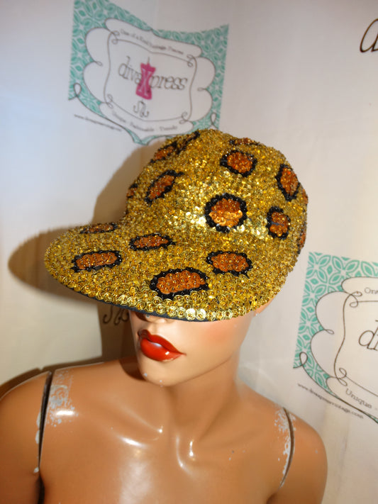 VINTAGE Sequins Leopard Hat