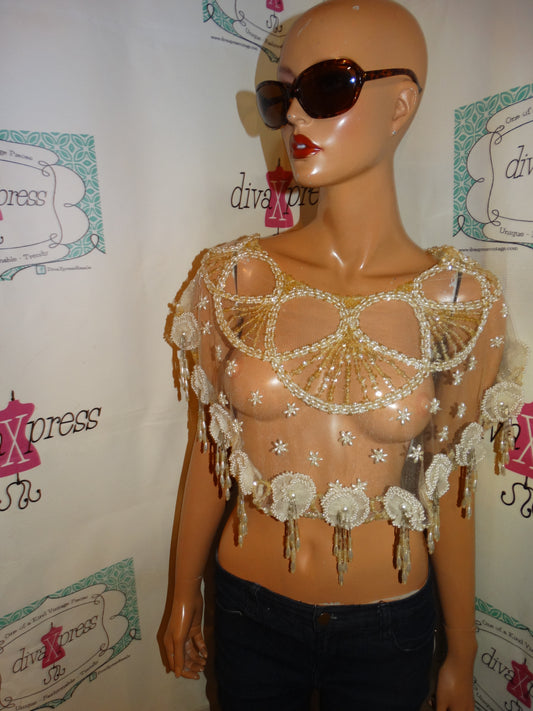 Vintage Sheer Beaded Sheer Necklace Piece