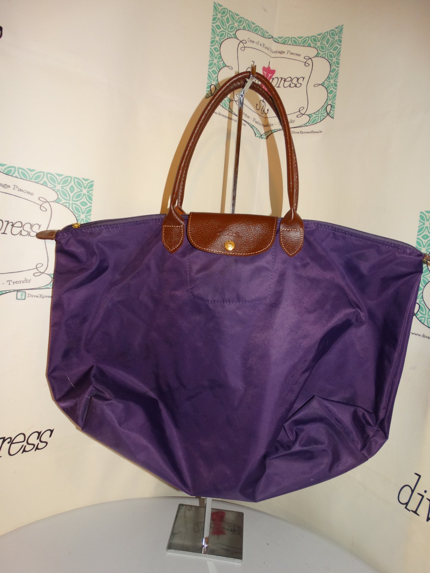 Vintage LongChamp Purple Large Bag Size L