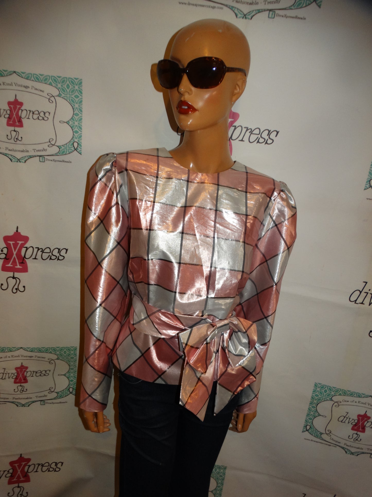 Vintage Prophecy Pink/Gray Top Size M