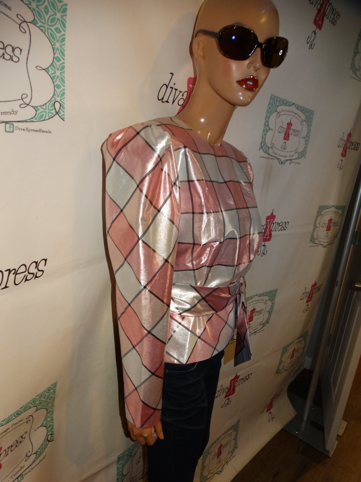 Vintage Prophecy Pink/Gray Top Size M