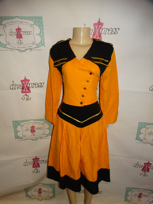 Vintage Koco Mustard Yellow/Black Two Piece Dress Size M