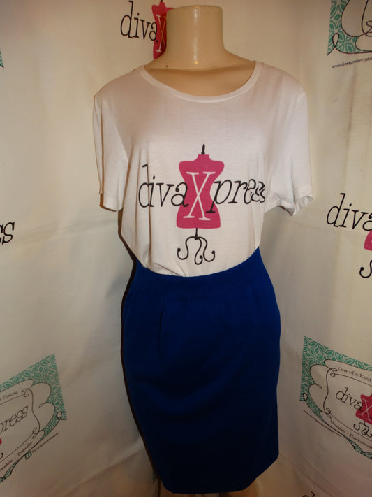 Vintage ST John Blue Sweater Skirt Size M