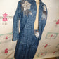 Vintage Blue Jean Beaded 2 Piece Dress Set Size L