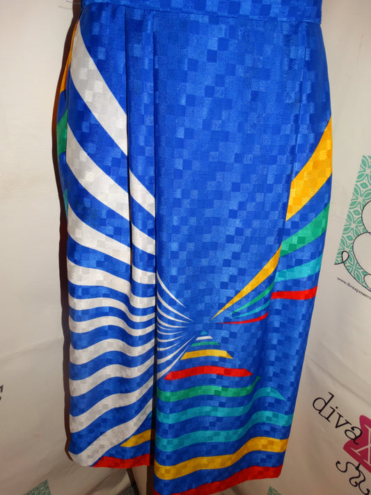 Vintage Royal Blue Colorful Skirt Size L