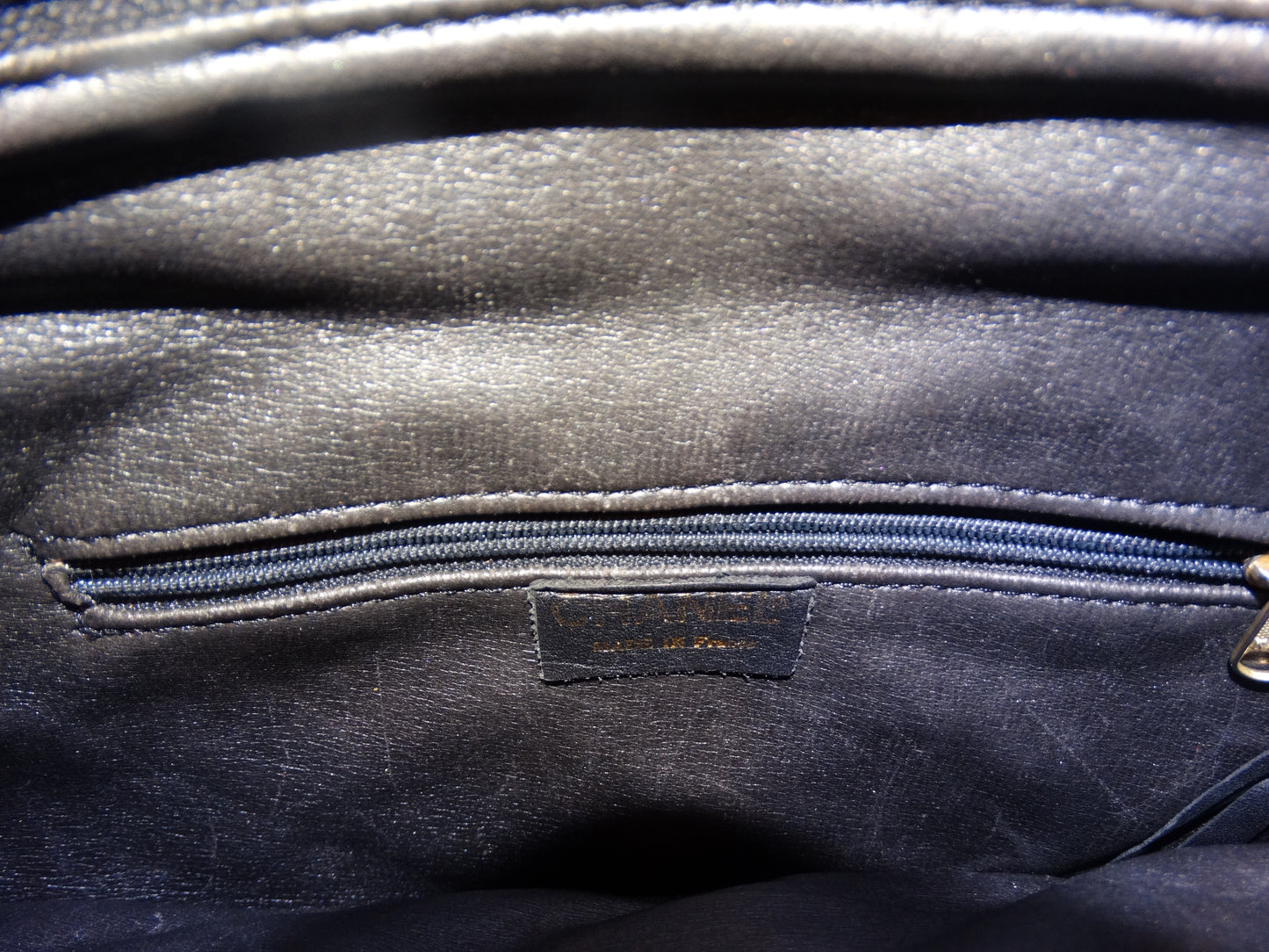 Vintage CC Black Leather Chain Purse