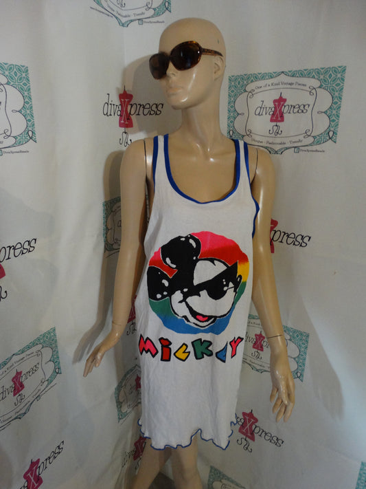 Vintage Mickey & Co. White T shirt Dress Size S