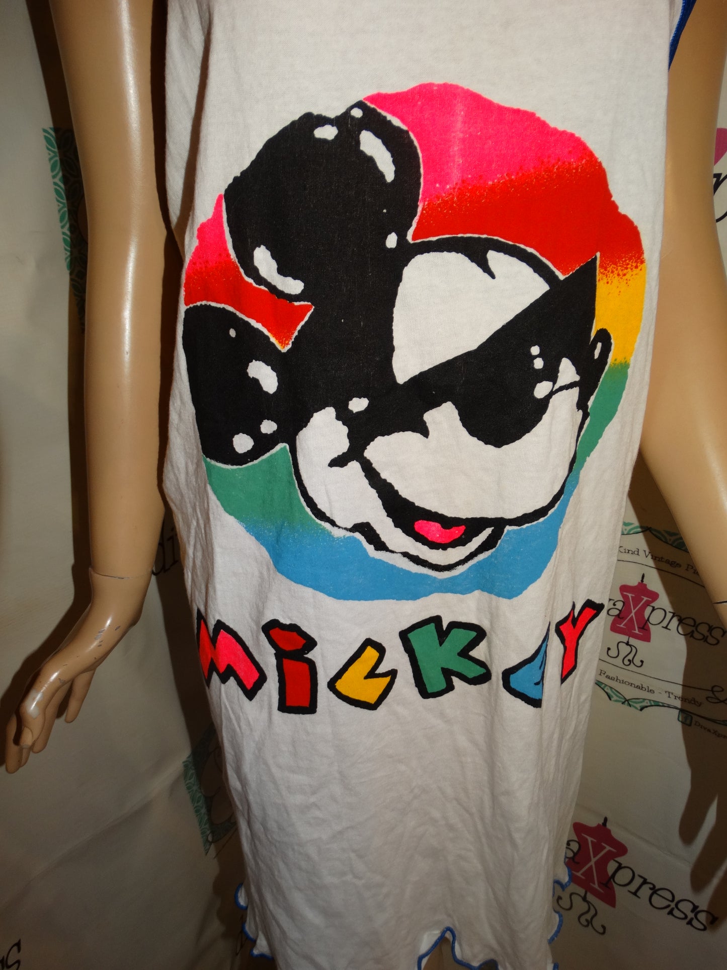 Vintage Mickey & Co. White T shirt Dress Size S