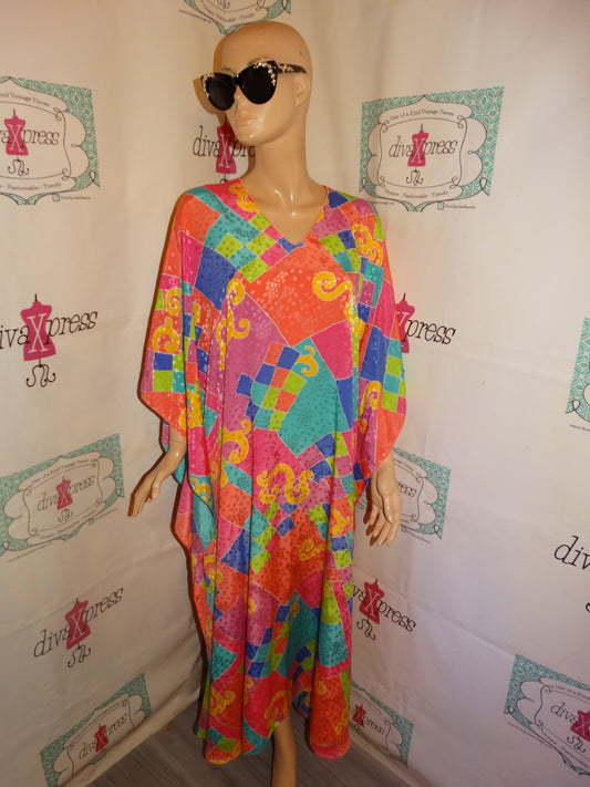 Vintage Pink colorful Long Kimmo Dress Size 2x