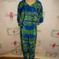 Vintage Glamour Green/Blue 2 Piece Pants Set Size 2x