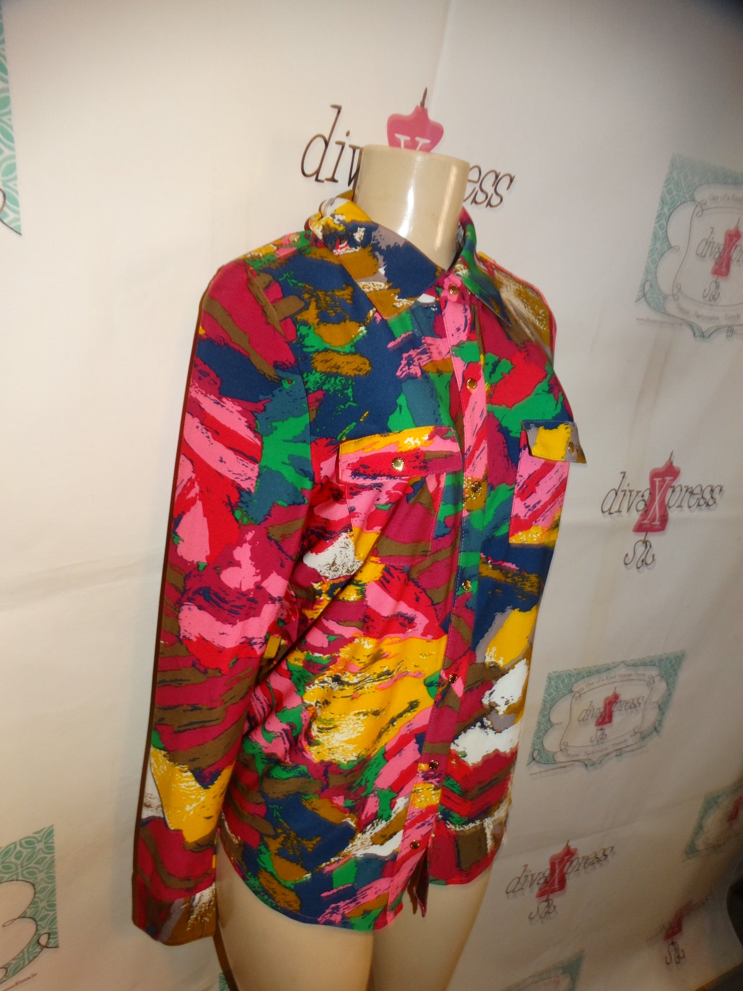 BCBG Maxiazaria Pink Colorful Top Size M