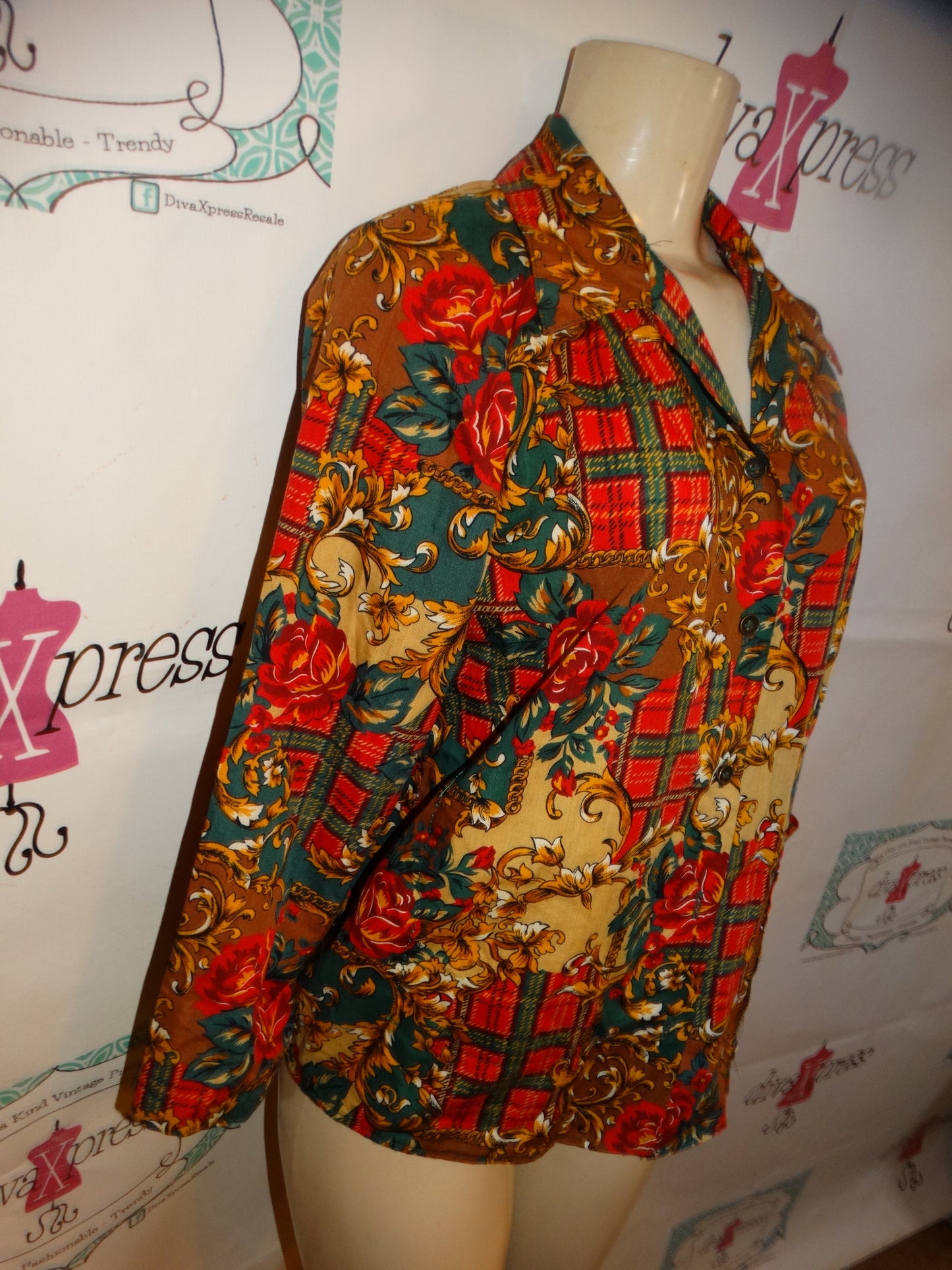 Vintage Green/red Chain Top Size M