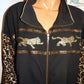 Vintage Silver Threads Black Leopard Light Jacket Size 3x