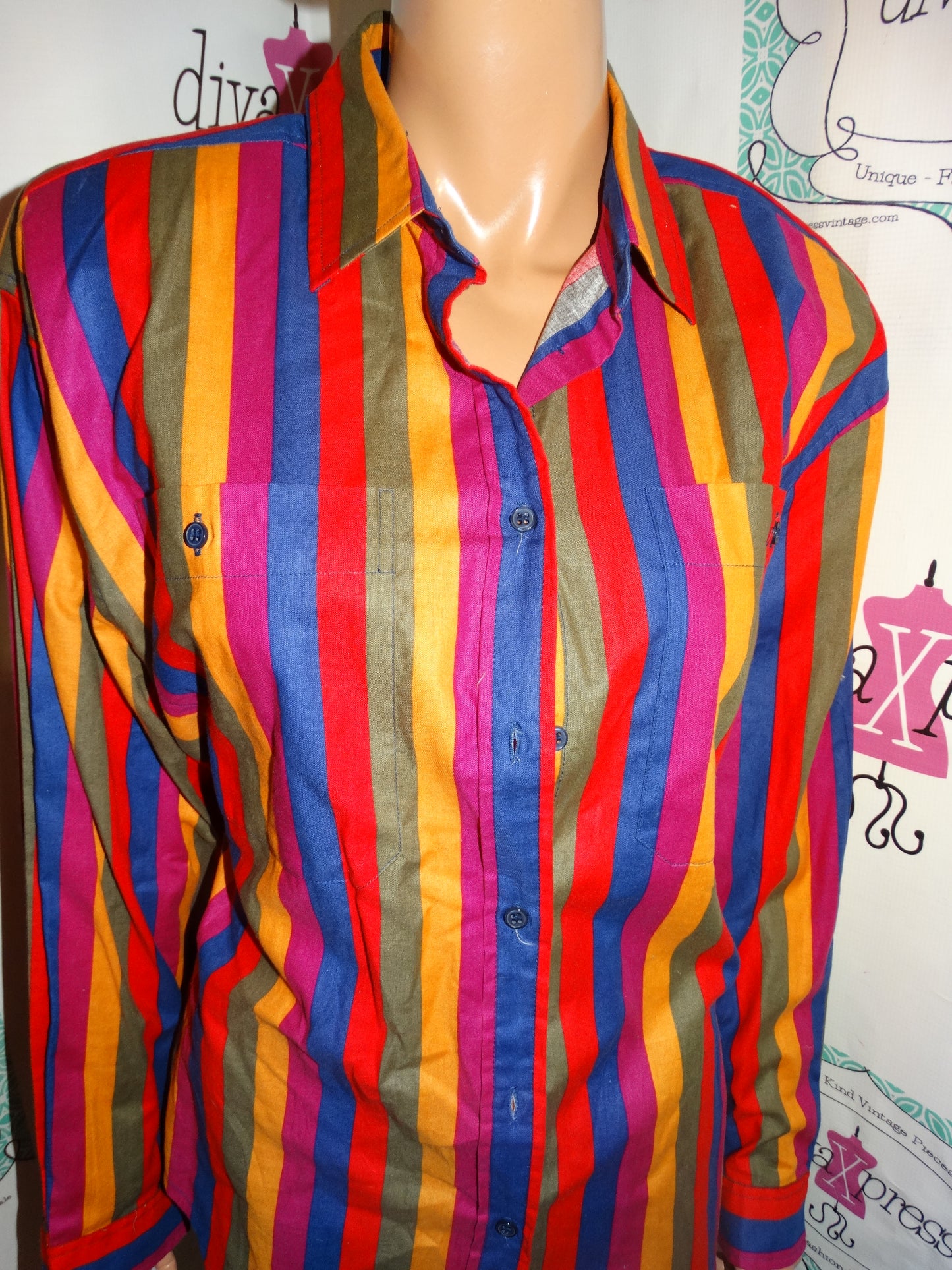 Vintage Witts End Colorful Stipe Top Size L