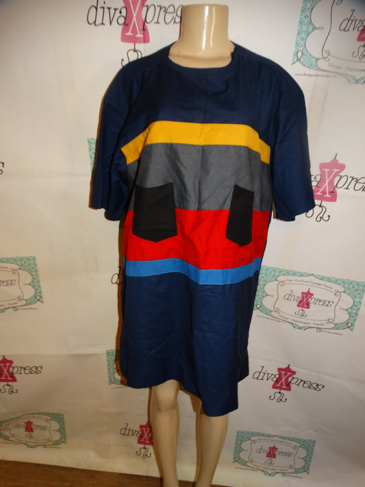 Vintage Blue Colorful Dress/Top Size 1x