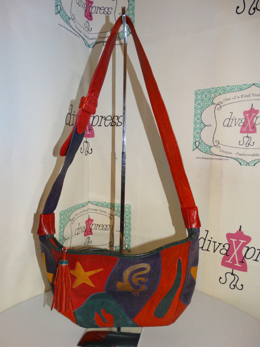 Vintage Leather Sharif Colorful Purse Size L