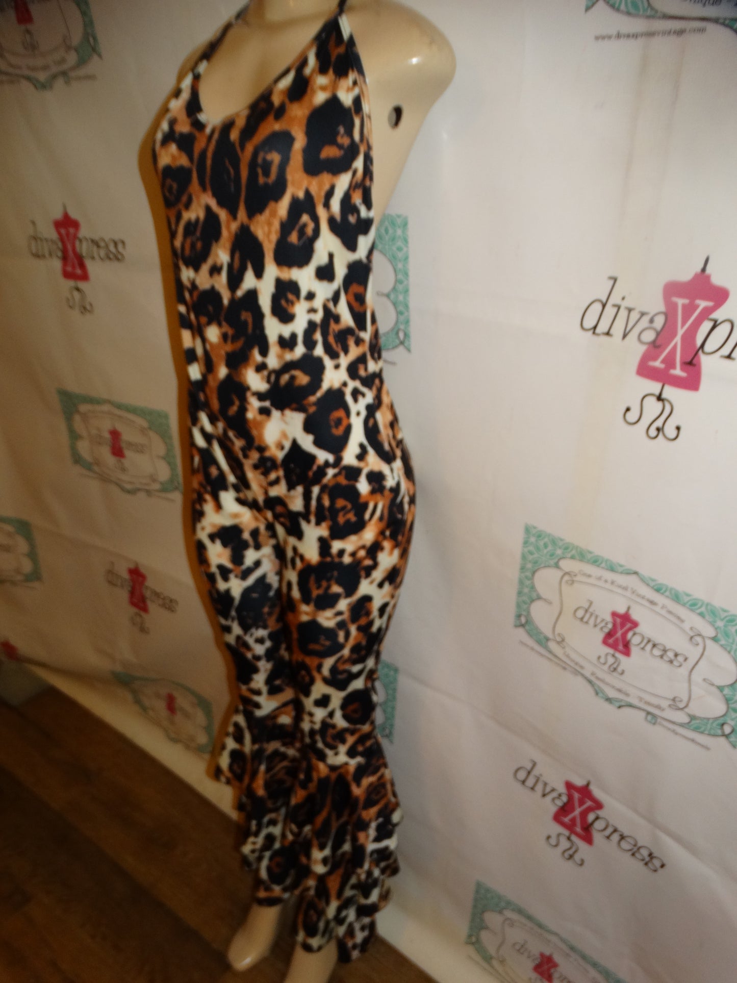 Leopard Halter Top Romper/Jumper Size L