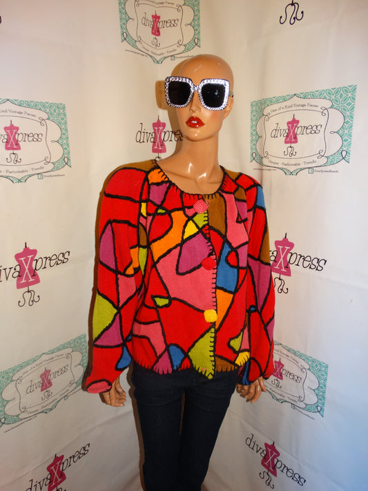 Vintage The Limited Pink Colorful Sweater Size 1x