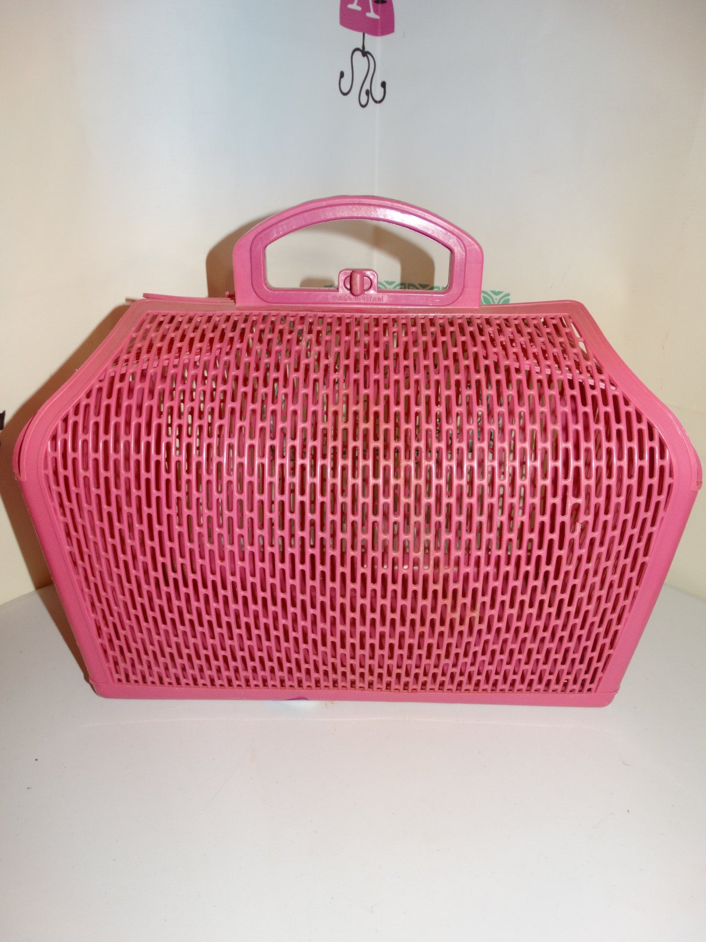 Vintage Pink Heavy Duty Plastic Boston Style Outdoor Purse Size XXL