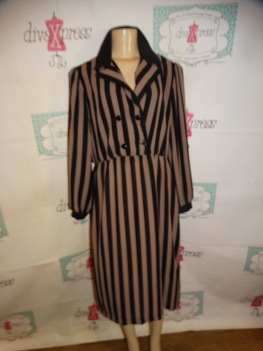 Vintage Tan/Black Stripe Sheer Dress Size L