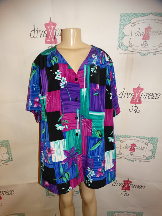Vintage Jodi Scott Colorful Top Size 3x