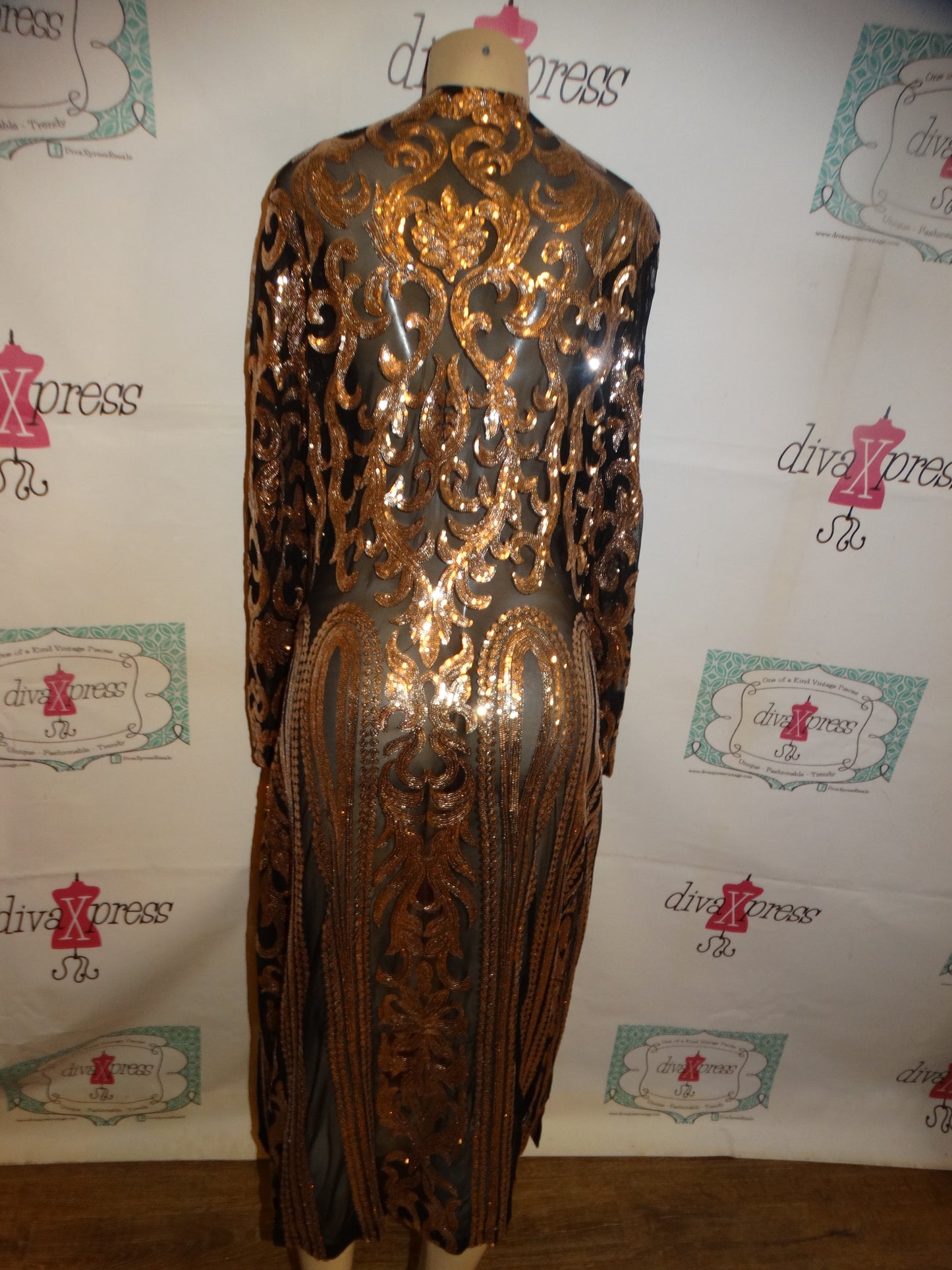 Black Sequins Long Duster Size L/XL