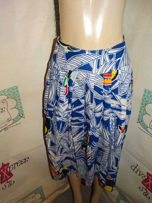 Vintage Ruff Hewin Blue/White Parrot Skirt Size M