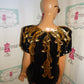 Vintage Nina Couture Black/Gold Sequins Top Size L