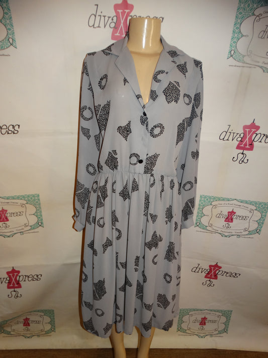 Vintage Jerry Lurie Gray/Black Letter Dress Size L