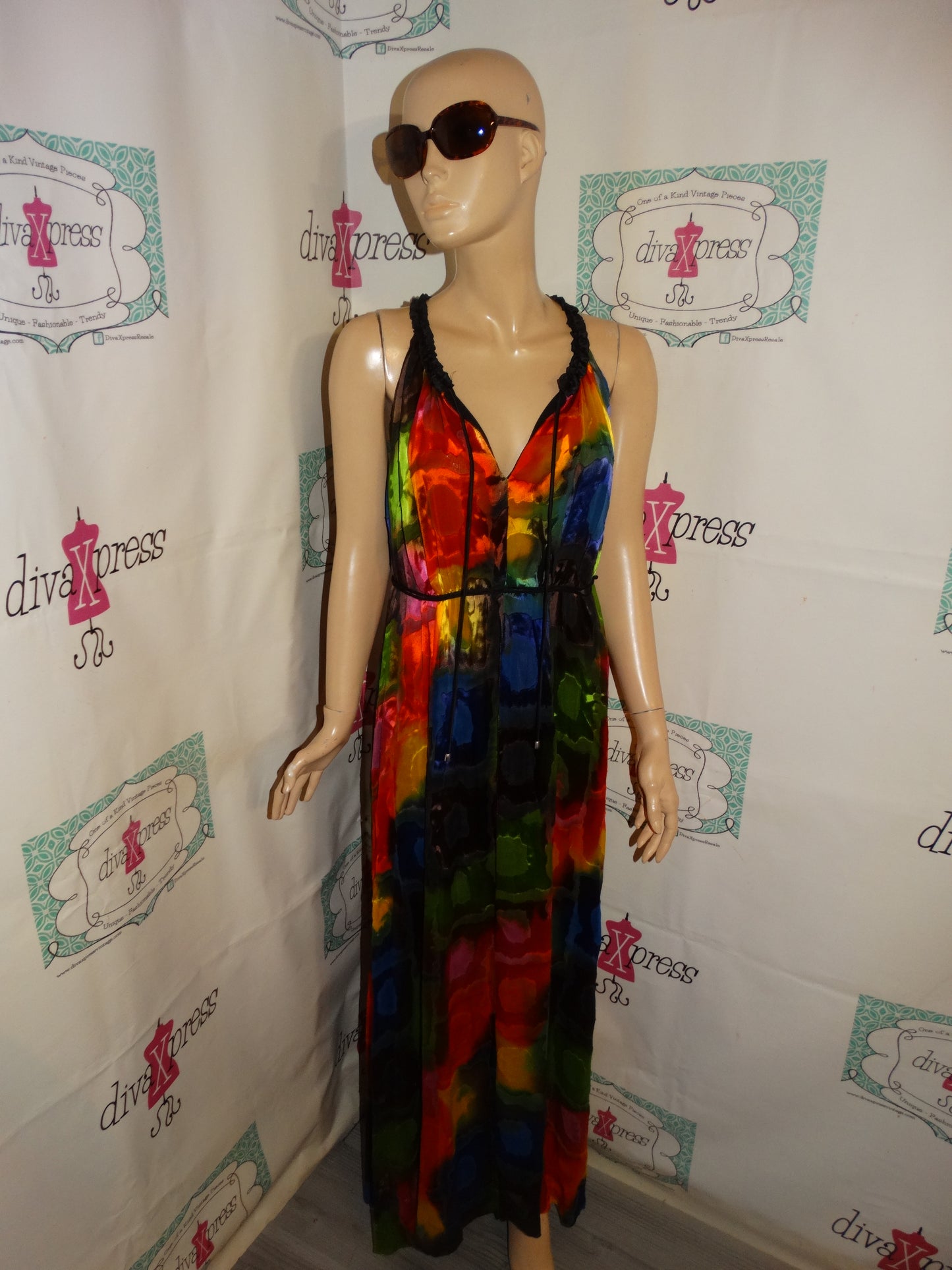 Vintage Tonus Colorful Long Dress Size 1x