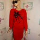 Vintage Siliver Leaf Red/Black Leaf Sweater Dress Size M-L