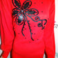Vintage Siliver Leaf Red/Black Leaf Sweater Dress Size M-L