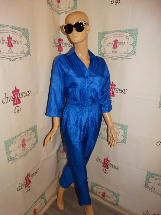 Vintage Park Place Royal Blue 2 Piece Pants Set Size L