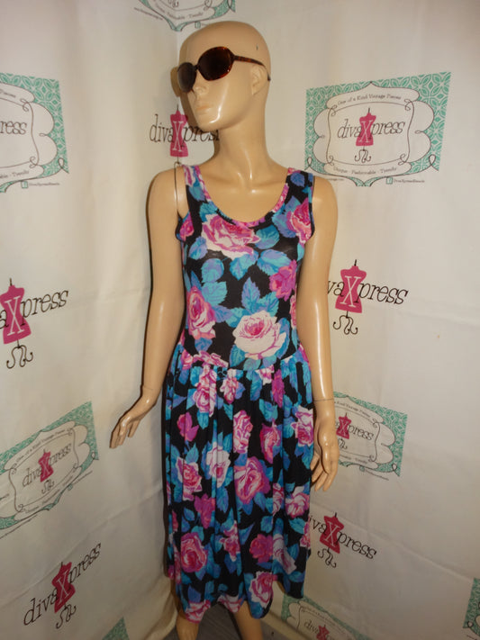 Vintage Jordache Black Colorful Dress Size S