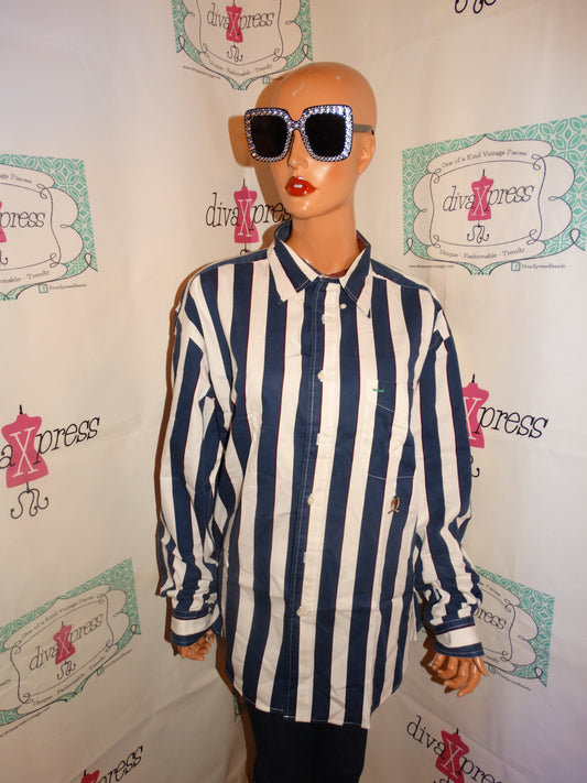 Vintage Tommy Hilfiger Blue/White Stripe Top Size 2x