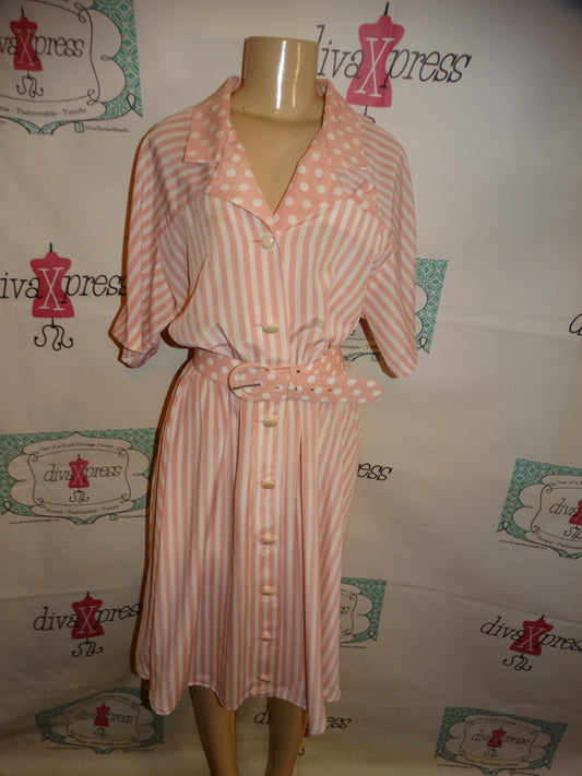 Vintage Classica Pink/White Stripe Dress Size XL